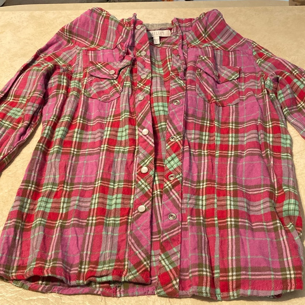 Delia’s pink hooded flannel